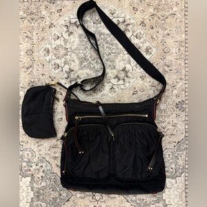 MZ Wallace Black Crossbody Bag with Gold Details